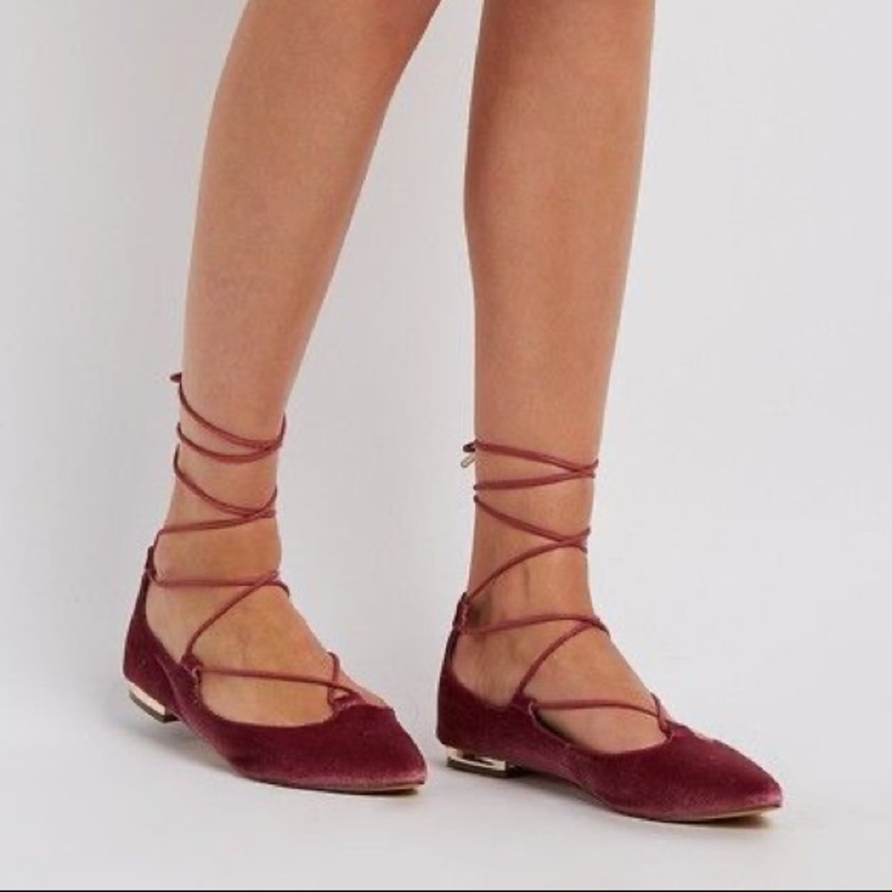 Velvet Lace Up Flats